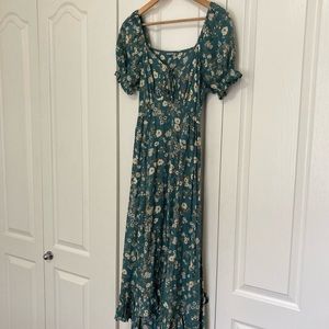 Floral Princess Sleeve High Low Dress